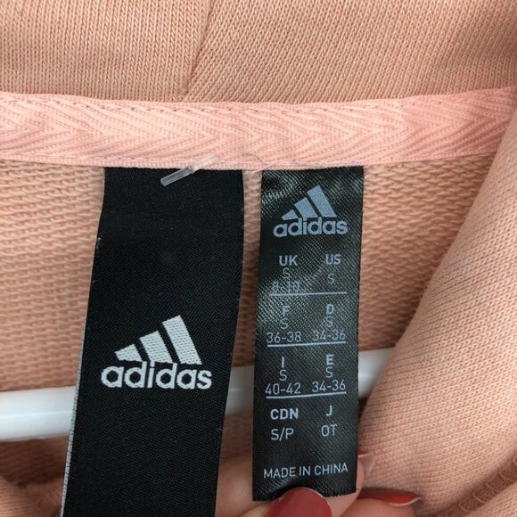 adidas  Blush Pink on Pink Sport ID Round Hem Hoodie size S - Picture 6 of 13